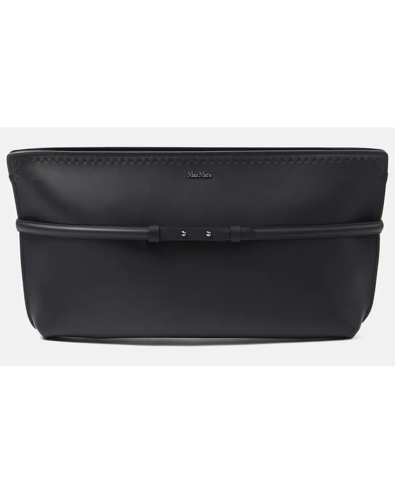 Max Mara Clutch Archetipo aus Leder Schwarz