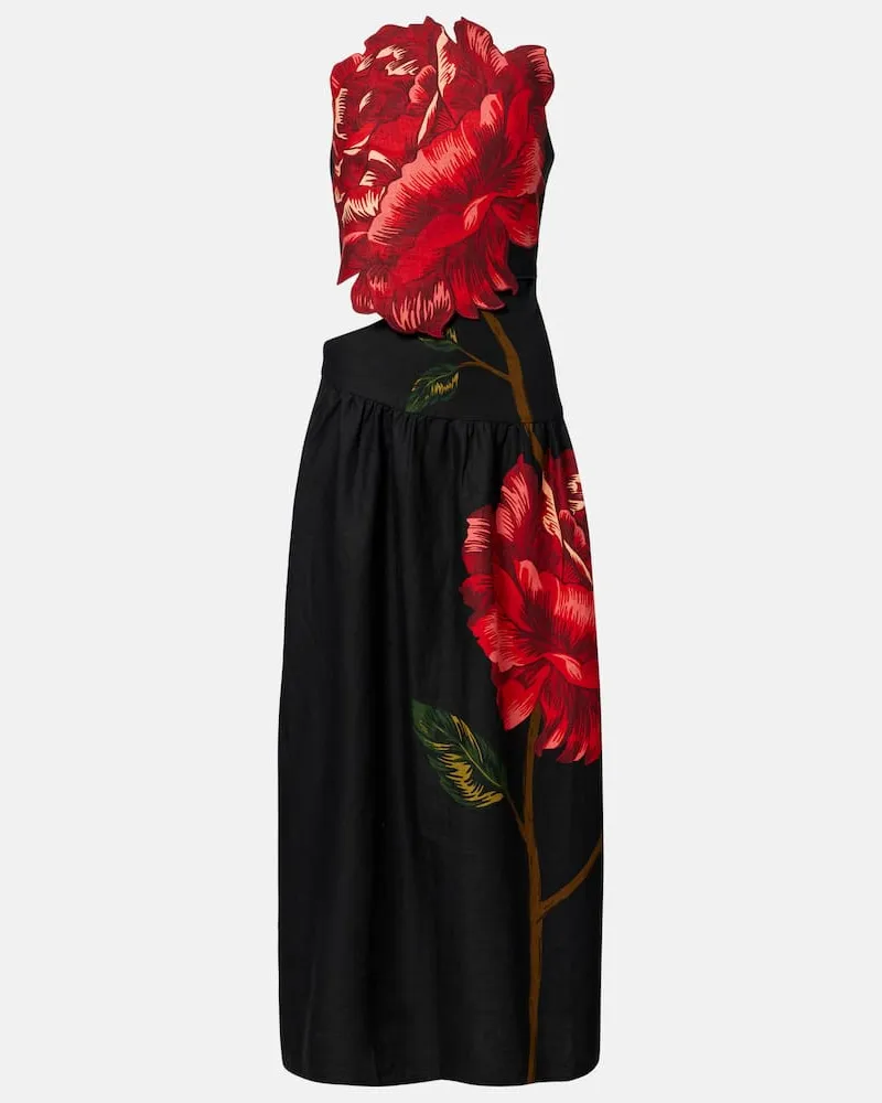 FARM Rio Cocktailkleid aus einem Leinengemisch Schwarz