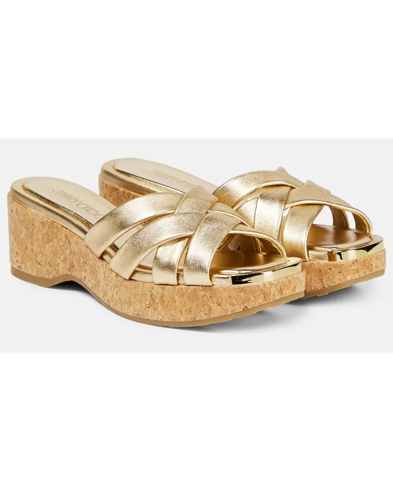 Jimmy Choo Sandalen Maribou 50 aus Metallic-Leder Gold