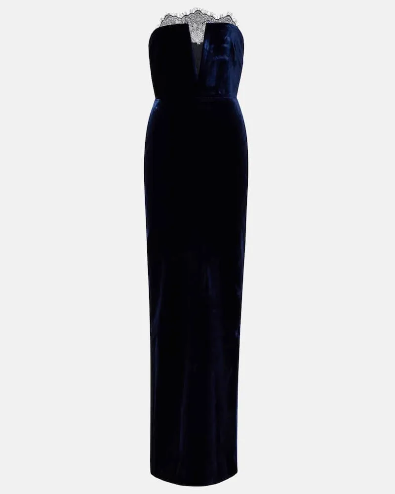 Roland Mouret Robe aus Samt mit Spitze Blau