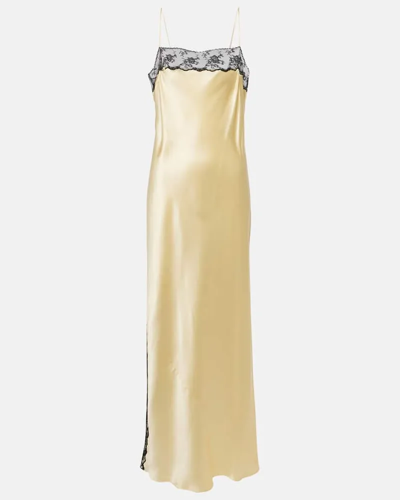 SIR Slipdress Aries aus Seide mit Spitze Weiß