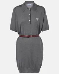 Prada Polokleid aus Seide Grau