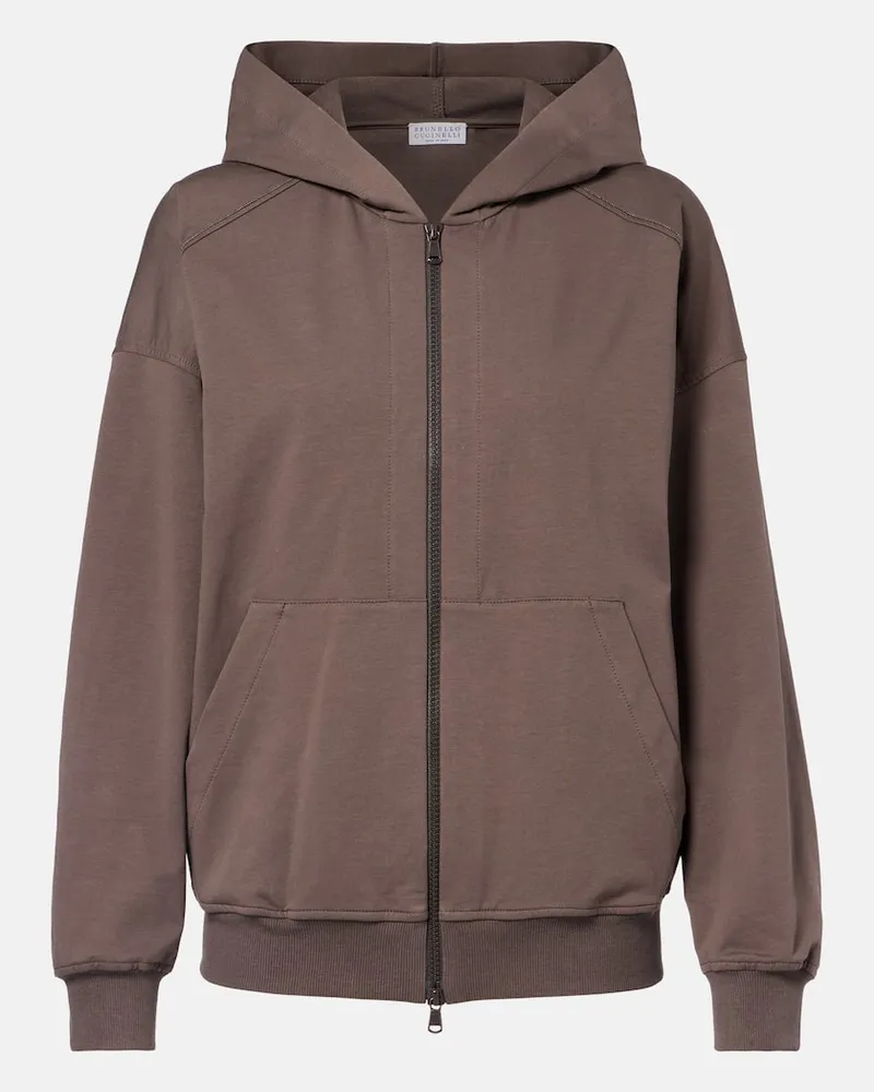 Brunello Cucinelli Kapuzenjacke Monili aus Baumwolle Braun