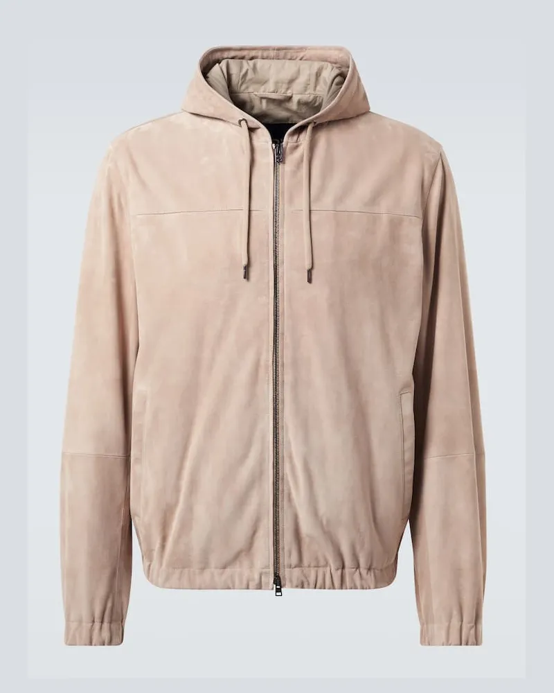 Herno Bomberjacke aus Leder Grau