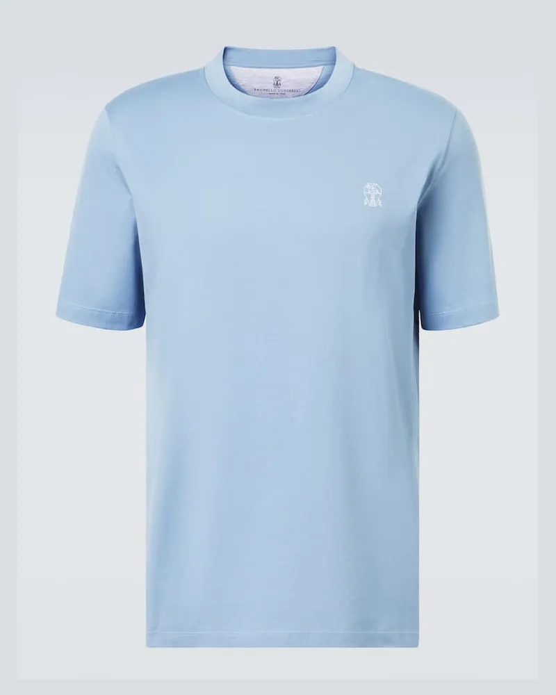 Brunello Cucinelli T-Shirt aus Baumwoll-Jersey Blau