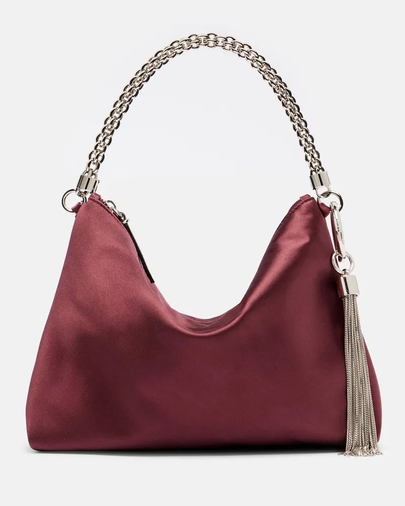 Jimmy Choo Clutch Callie Small aus Satin Burgunderrot