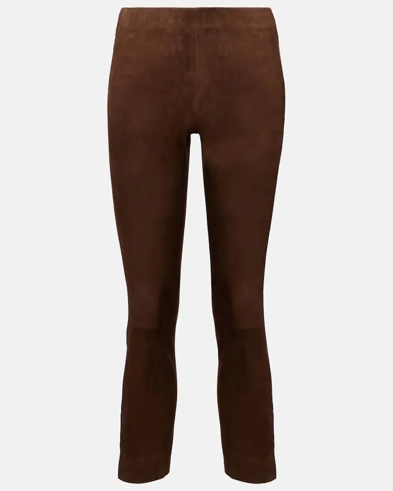 Vince Schmale Hose aus Veloursleder Braun