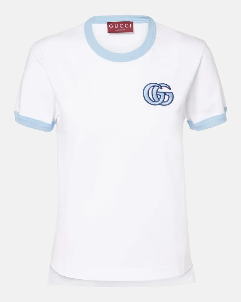 Gucci T-Shirt Double G aus Baumwoll-Jersey Weiß