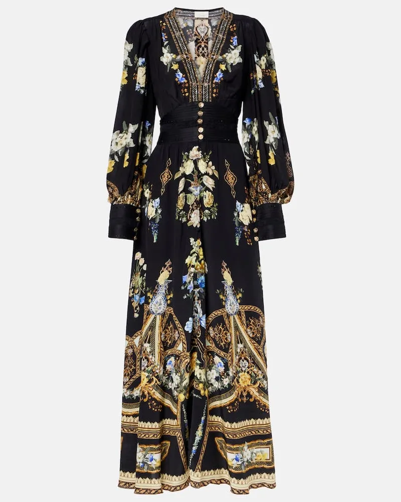 Camilla Maxikleid Ottoman Elegance aus Seide Multicolor