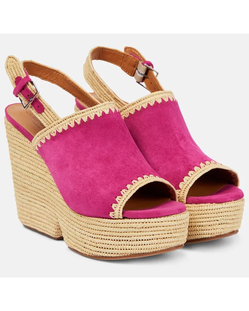 Robert Clergerie Wedge-Sandalen Damya mit Veloursleder Pink