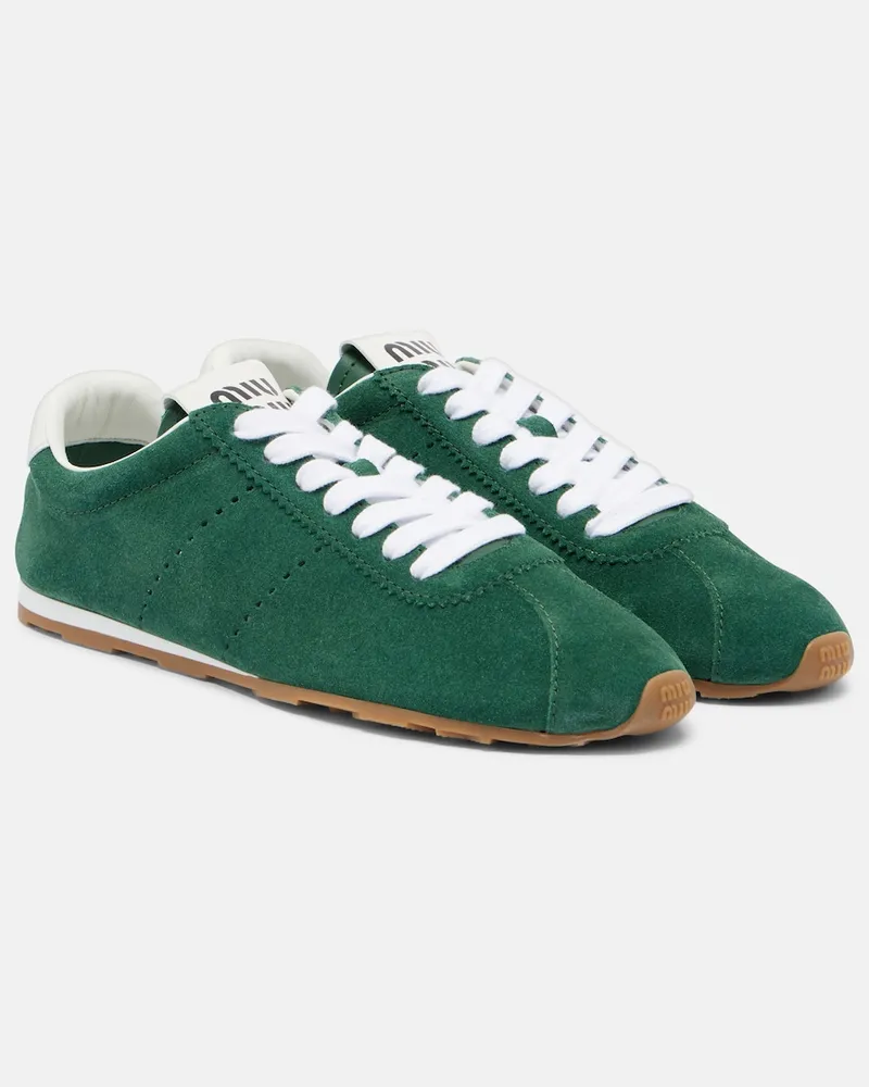 Miu Miu Sneakers Plume aus Veloursleder Grün