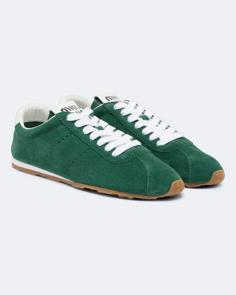 Miu Miu Sneakers Plume aus Veloursleder Grün
