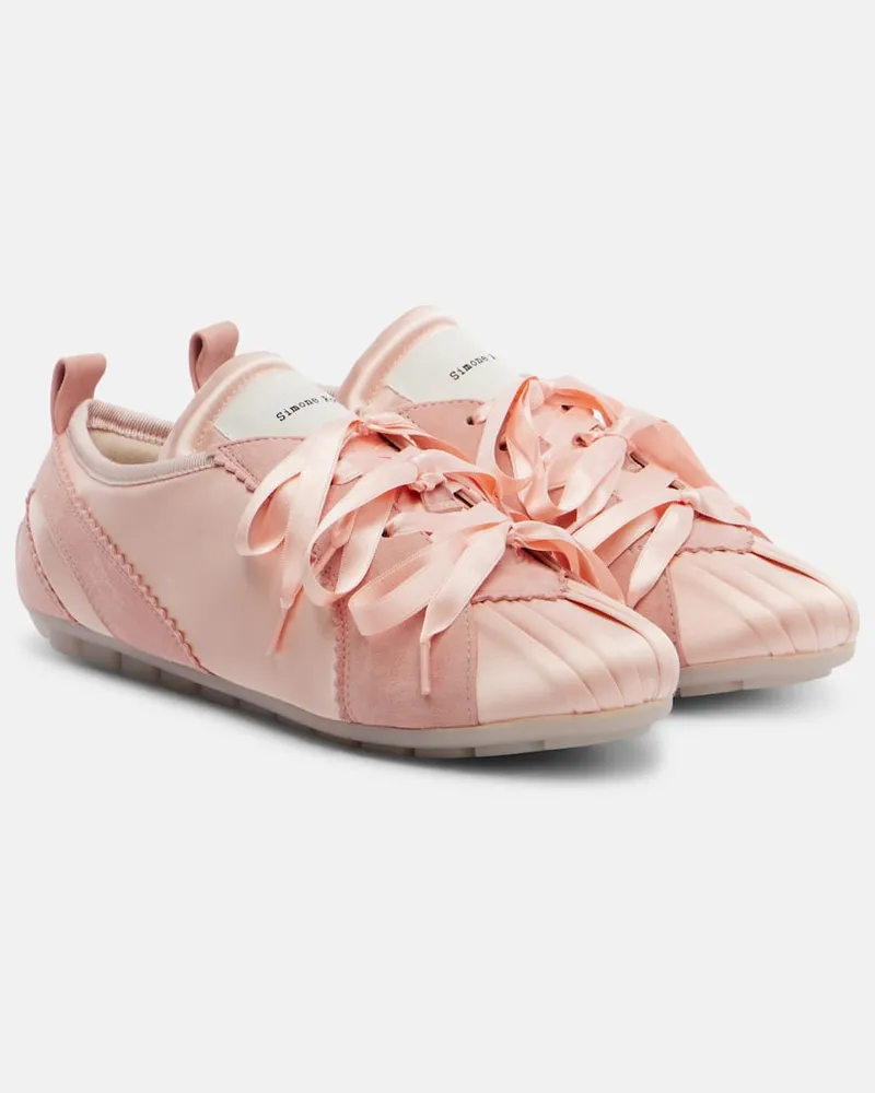 Simone Rocha Sneakers Ballerina Grip aus Satin und Veloursleder Rosa