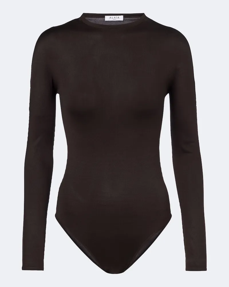Alaïa Alaïa Bodysuit aus einem Seiden-Jerseygemisch Braun
