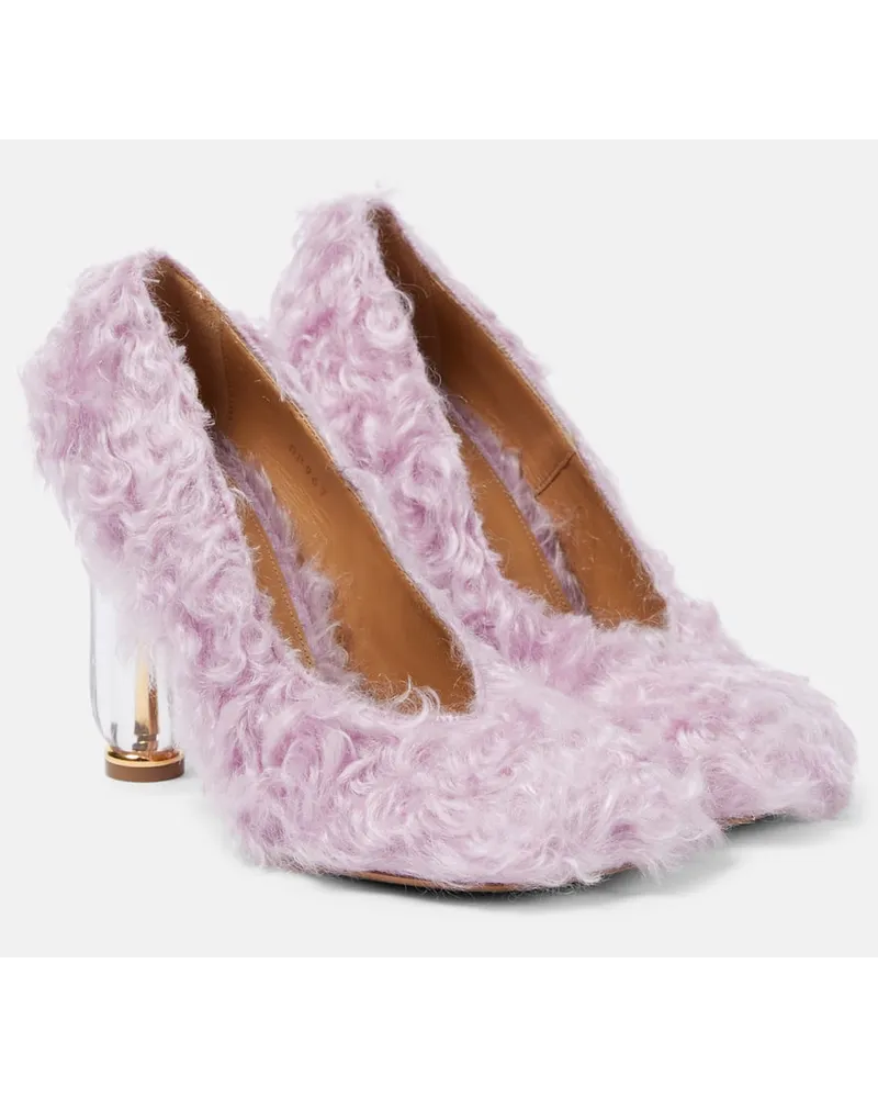 Dries van Noten Pumps aus Faux Fur Lila