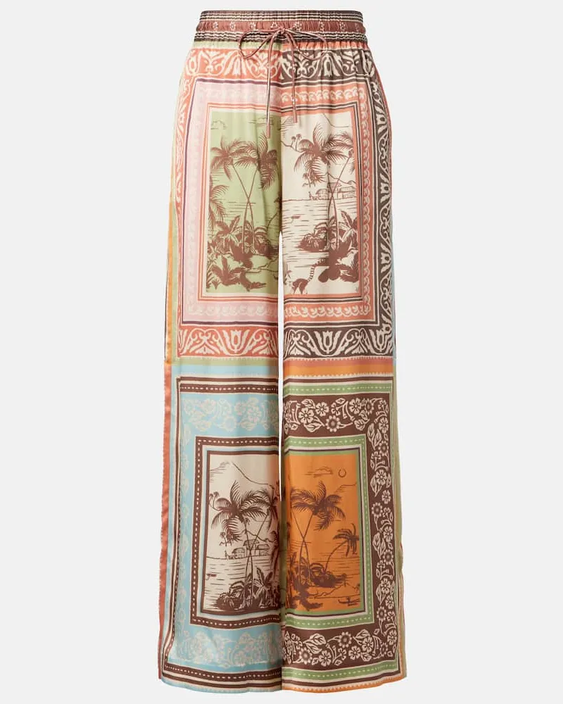 ALEMAIS Alémais Palazzo-Hose Alberta aus Seidensatin Multicolor