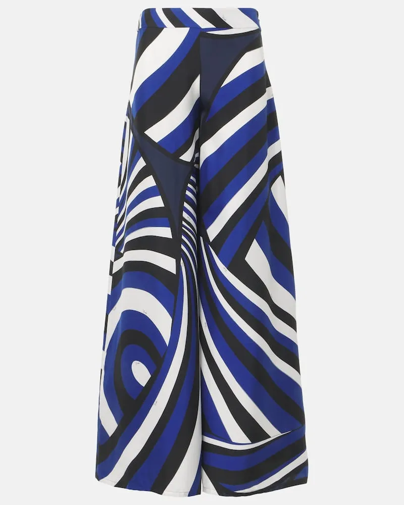 Emilio Pucci Palazzo-Hose Iride aus Seiden-Twill Blau