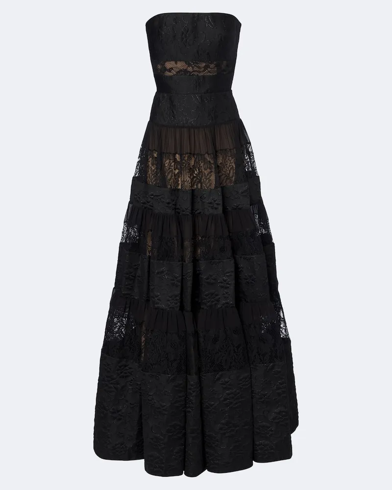Elie Saab Robe aus Jacquard mit Spitze Schwarz