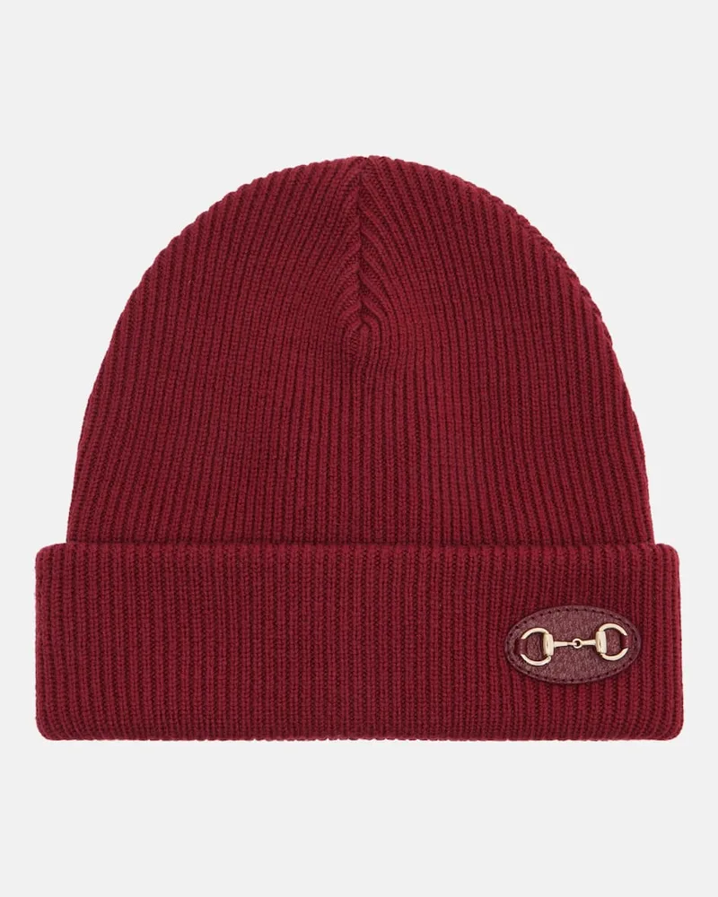 Gucci Mütze Horsebit aus Rippstrick Rot