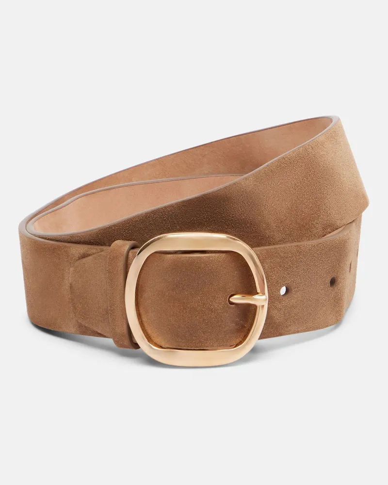 Gabriela Hearst Gürtel Elster aus Veloursleder Beige