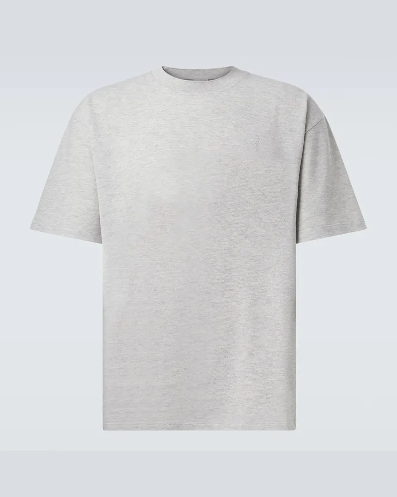 Saint Laurent T-Shirt Cassandre aus einem Baumwollgemisch Grau