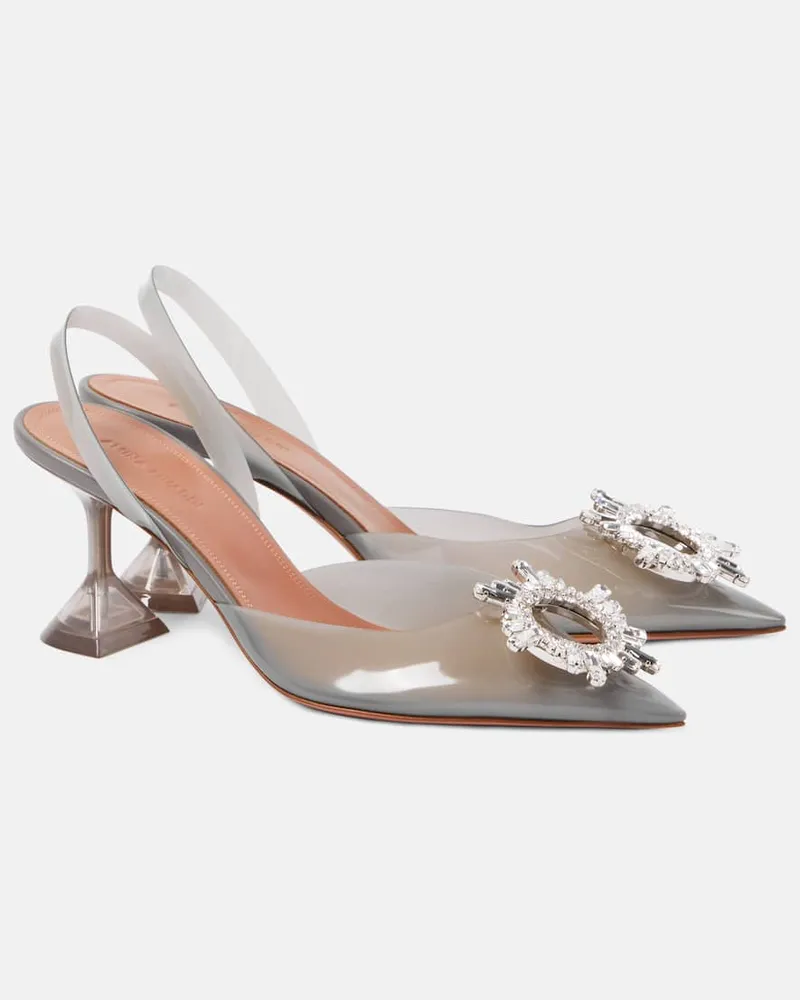 Amina Muaddi Verzierte Slingback-Pumps Begum Glass 70 Transparent