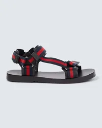 Gucci Sandalen Web Stripe aus Leder Schwarz