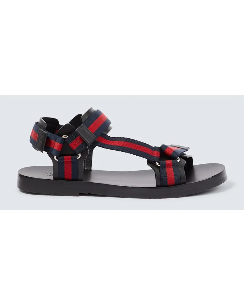 Gucci Sandalen Web aus Leder Schwarz