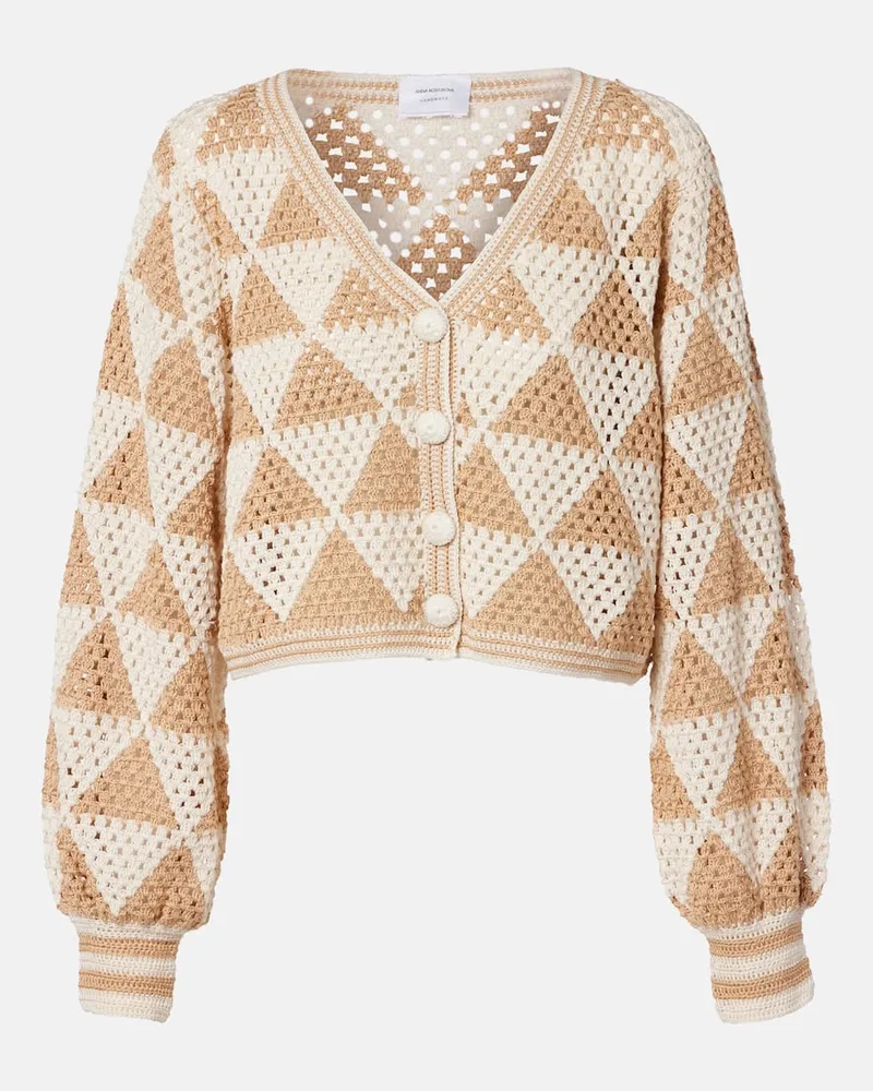 Anna Kosturova Cropped-Cardigan Maija aus Häkelstrick Weiß