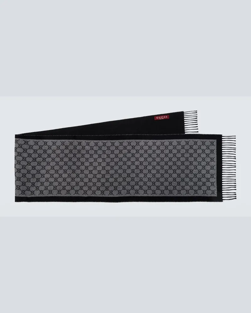 Gucci Schal GG aus Woll-Jacquard Grau
