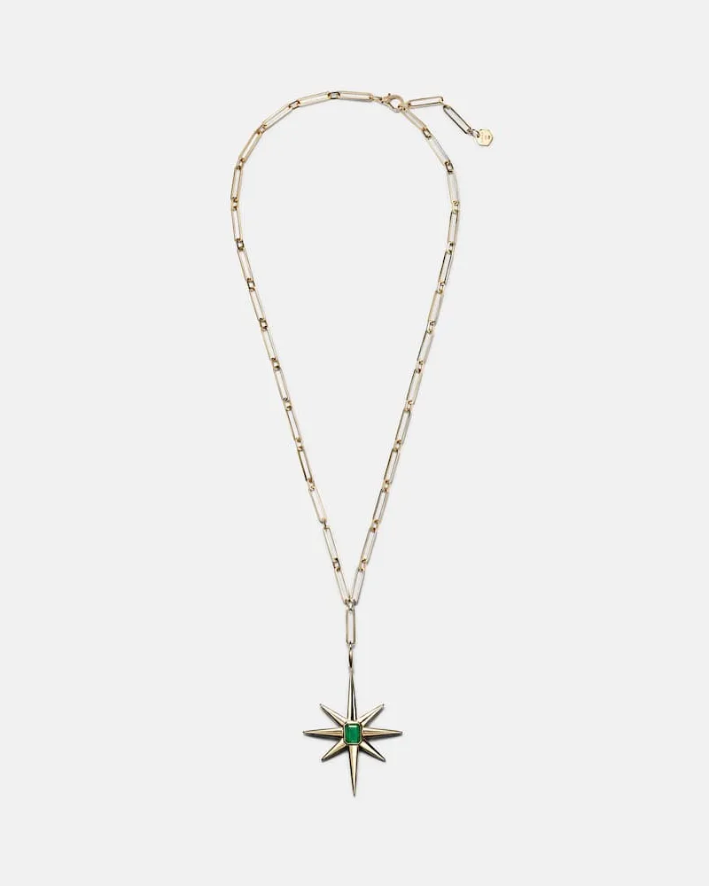 SHAY Halskette Starburst aus 18kt Gelbgold mit Diamanten und Smaragd Gold