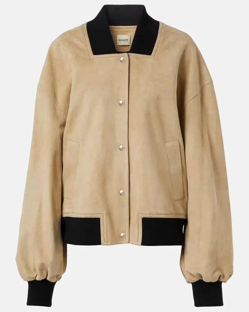 KHAITE Bomberjacke Spence aus Veloursleder Beige