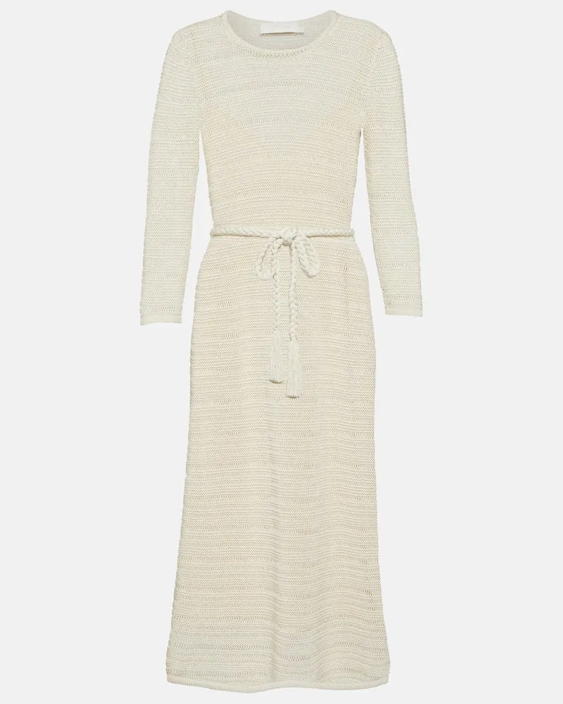 Zimmermann Midikleid Ginger aus Rippstrick Weiß