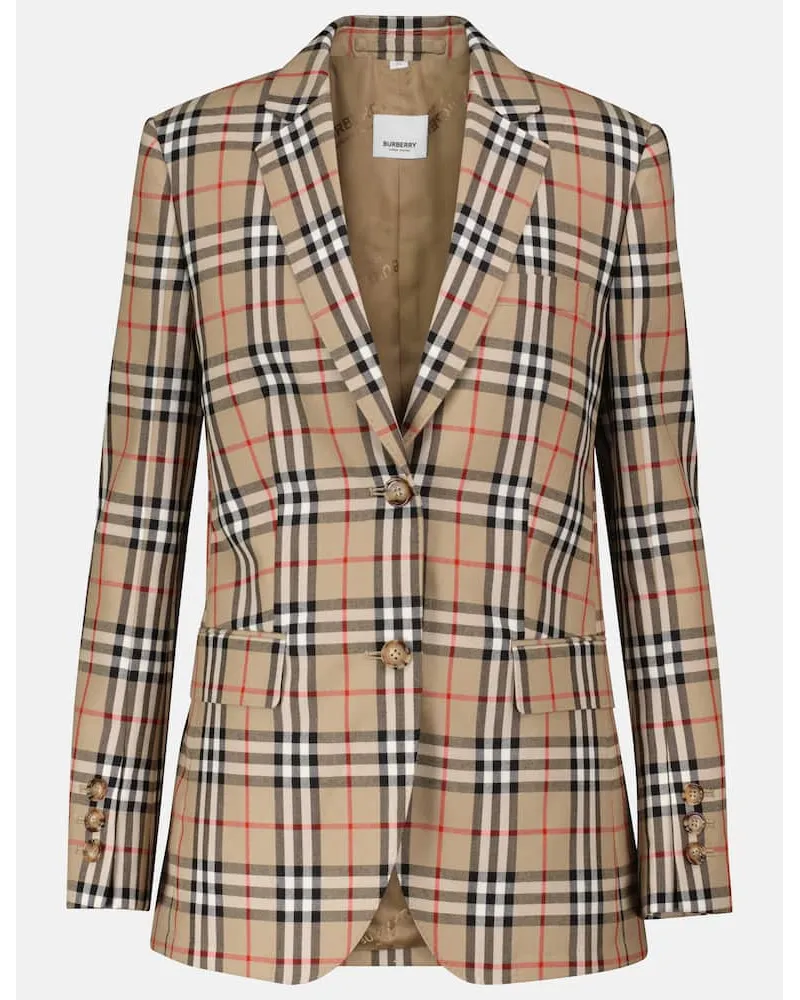 Burberry Blazer  Check aus Wolle Beige