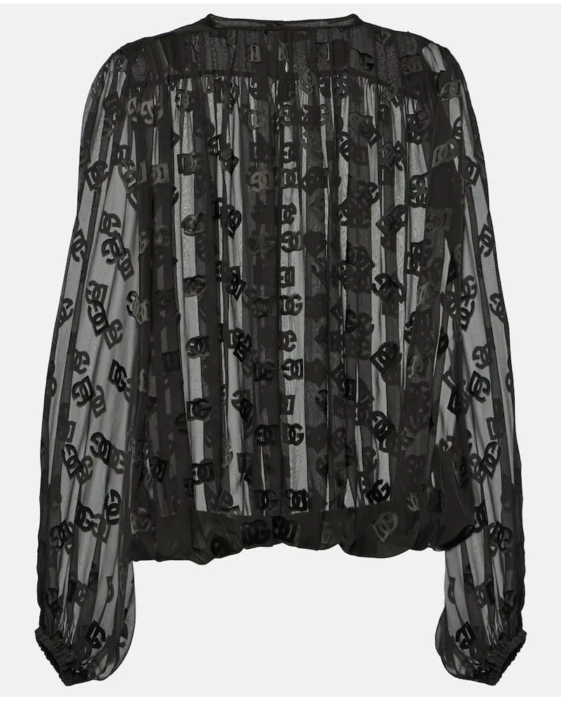 Dolce & Gabbana Bluse DG aus Devoré Schwarz