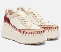 Chloé Plateau-Sneakers Nama aus Leder mit Veloursleder