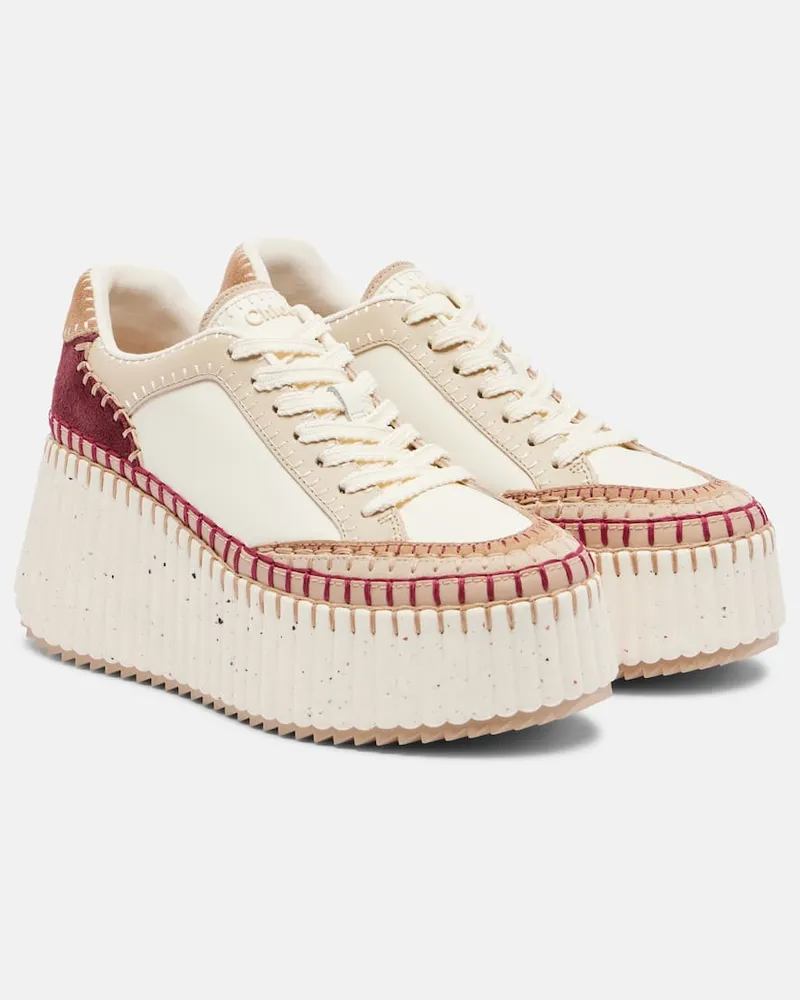 Chloé Chloé Plateau-Sneakers Nama aus Leder mit Veloursleder Beige