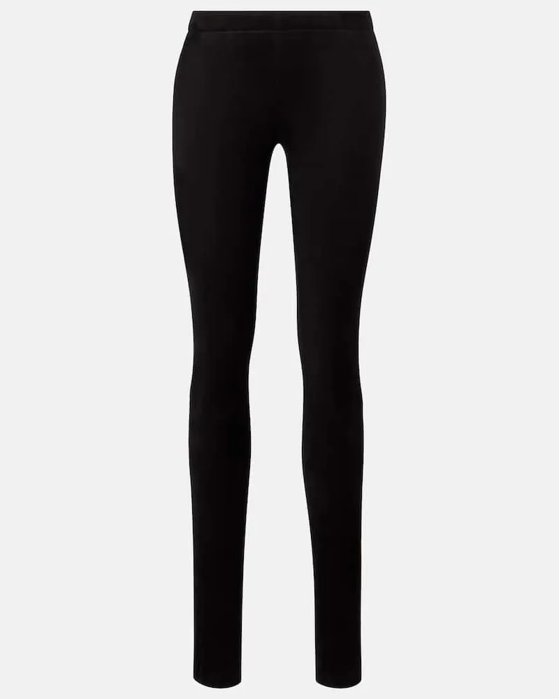 Stouls Leggings Carolyn aus Veloursleder Schwarz