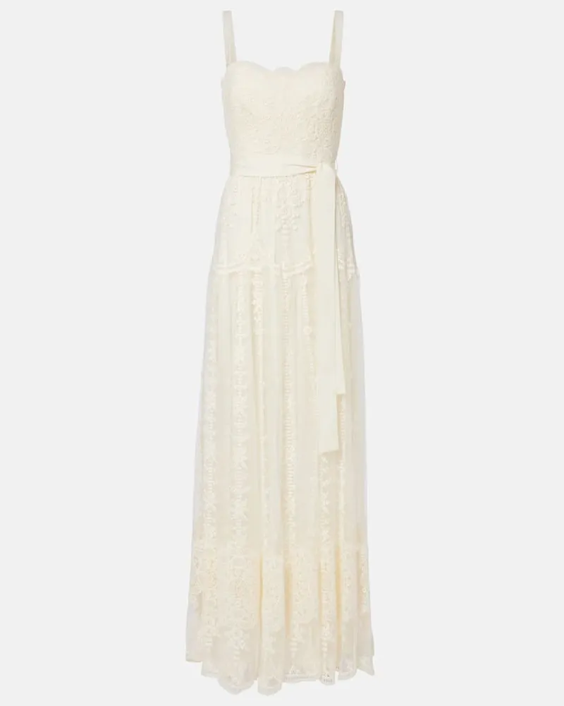 Elie Saab Bestickte Bustier-Robe aus TÃ¼ll Weiã