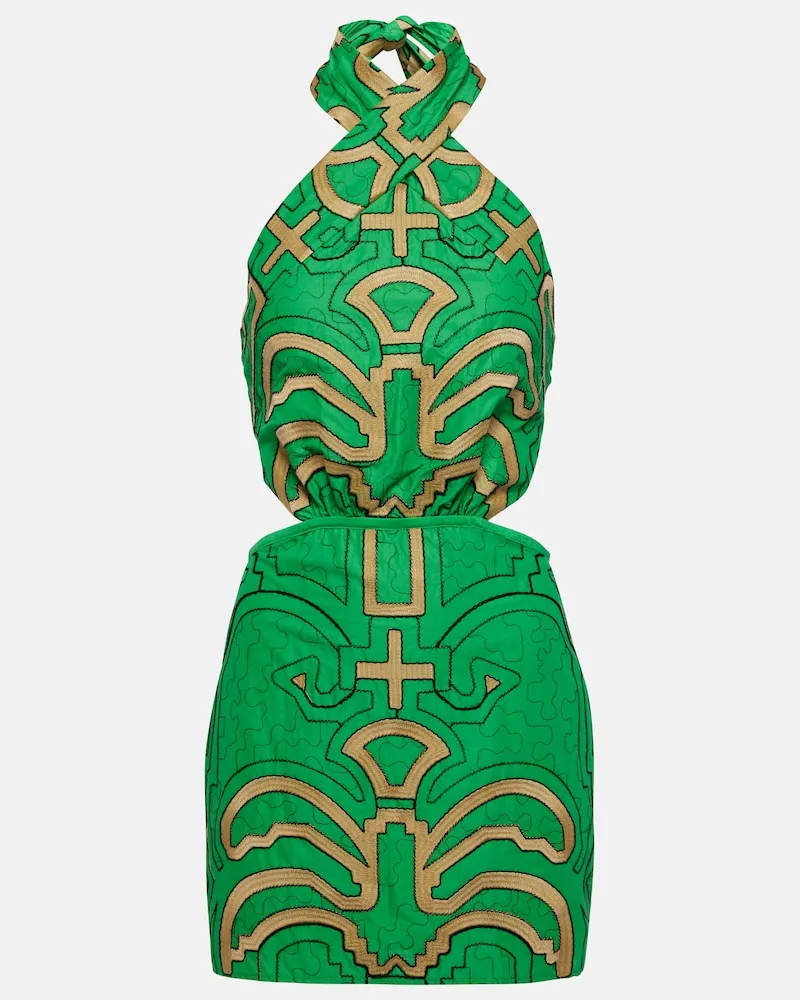 Johanna Ortiz Minikleid aus Baumwolle Grün
