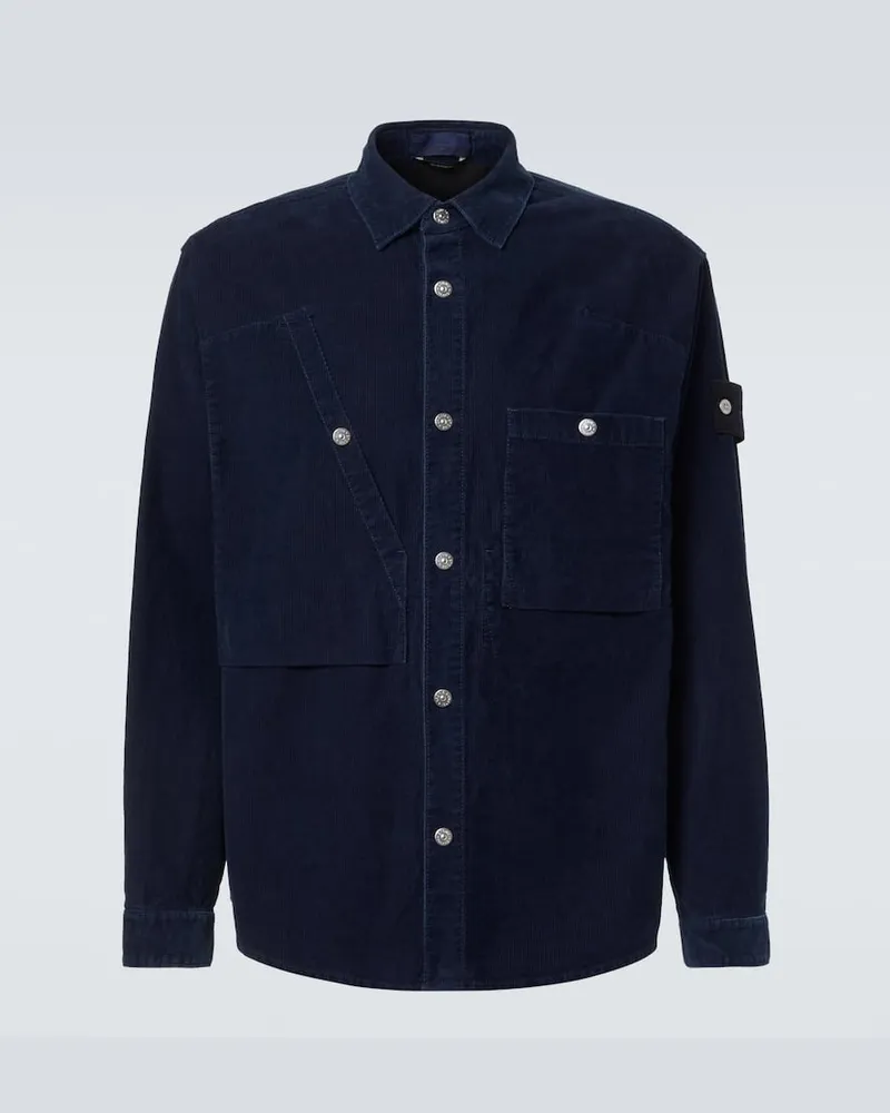 Stone Island Hemdjacke Compass aus Cord Blau