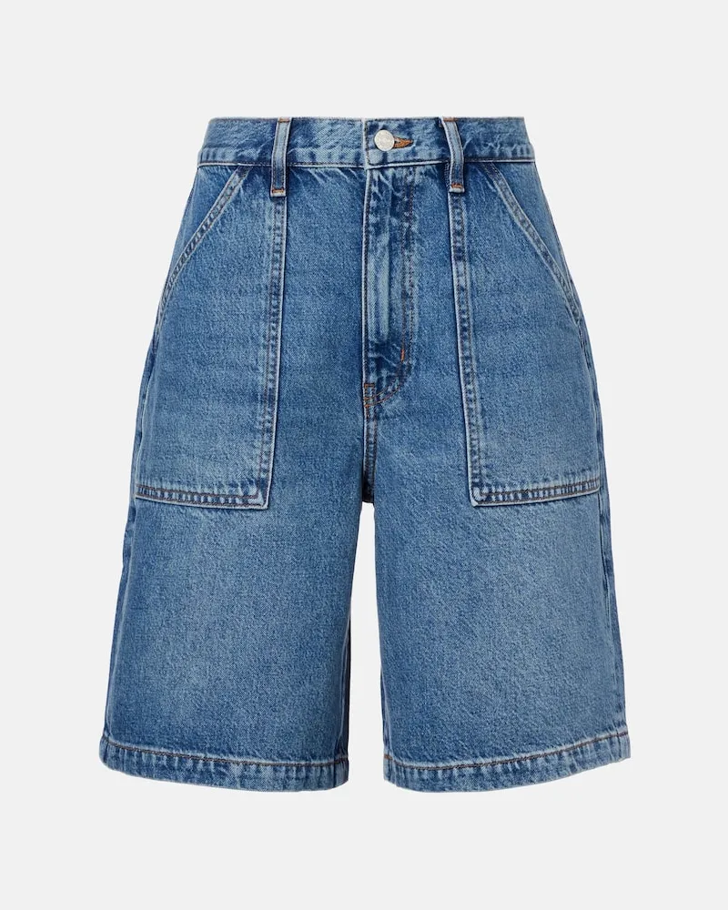 Frame Denim Mid-Rise Jeansshorts Blau