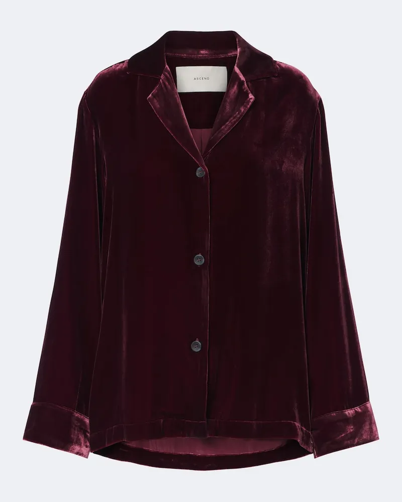 ASCENO Hemd Calabasas aus Samt Burgunderrot