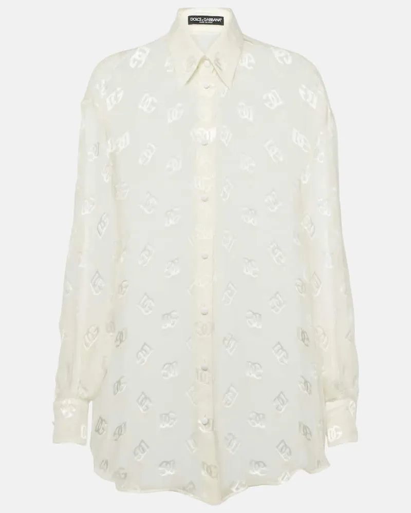 Dolce & Gabbana Hemd Burnout aus Seide Weiã