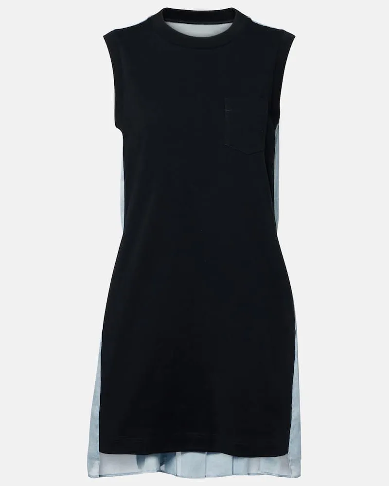 Sacai Minikleid aus Baumwoll-Jersey Blau
