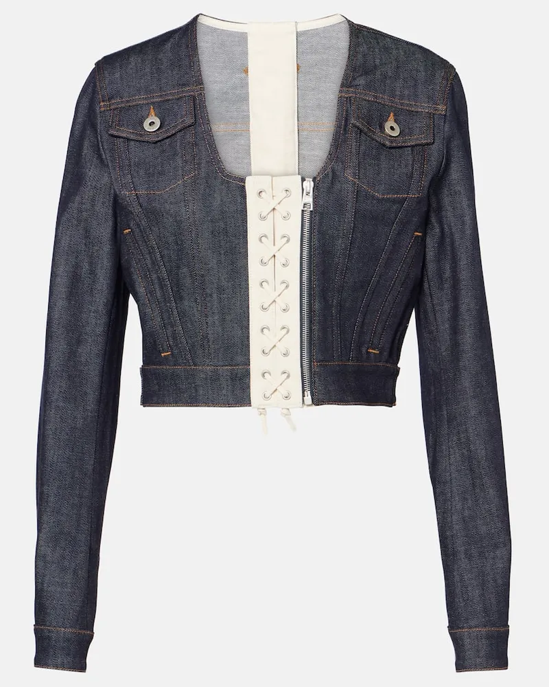Jean Paul Gaultier Cropped-Jeansjacke Blau