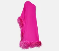 Robe aus Cady Couture mit Federn