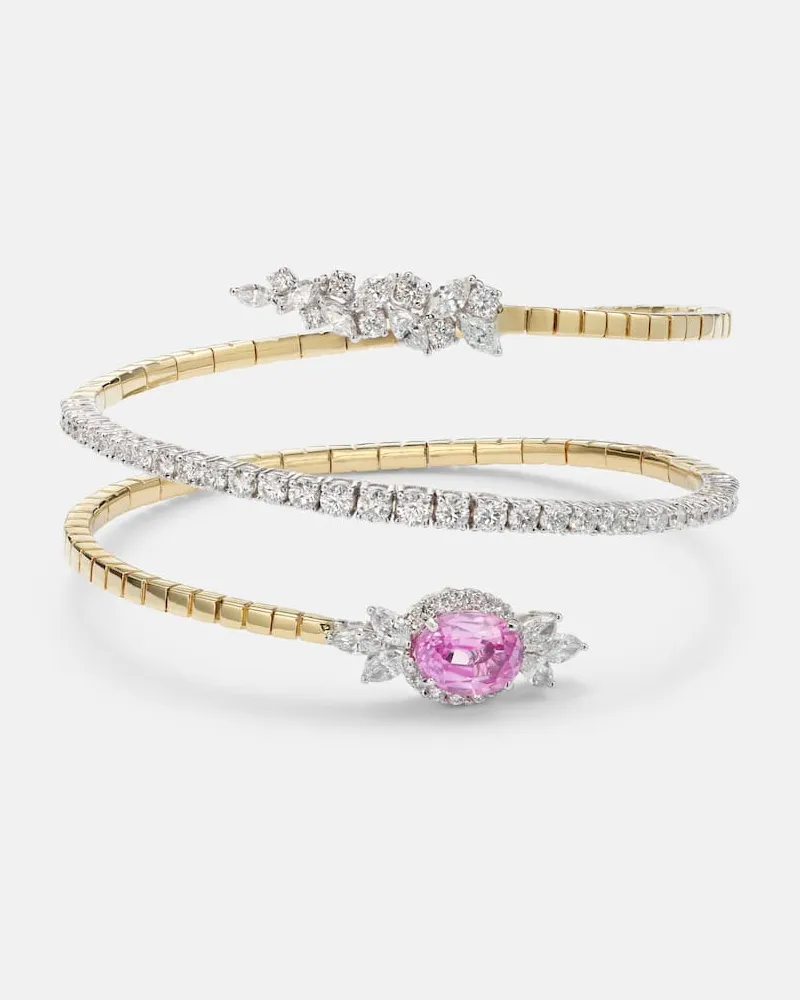 YEPREM Armreif Reign Supreme aus 18kt Gelbgold mit Diamanten und Saphir Gold