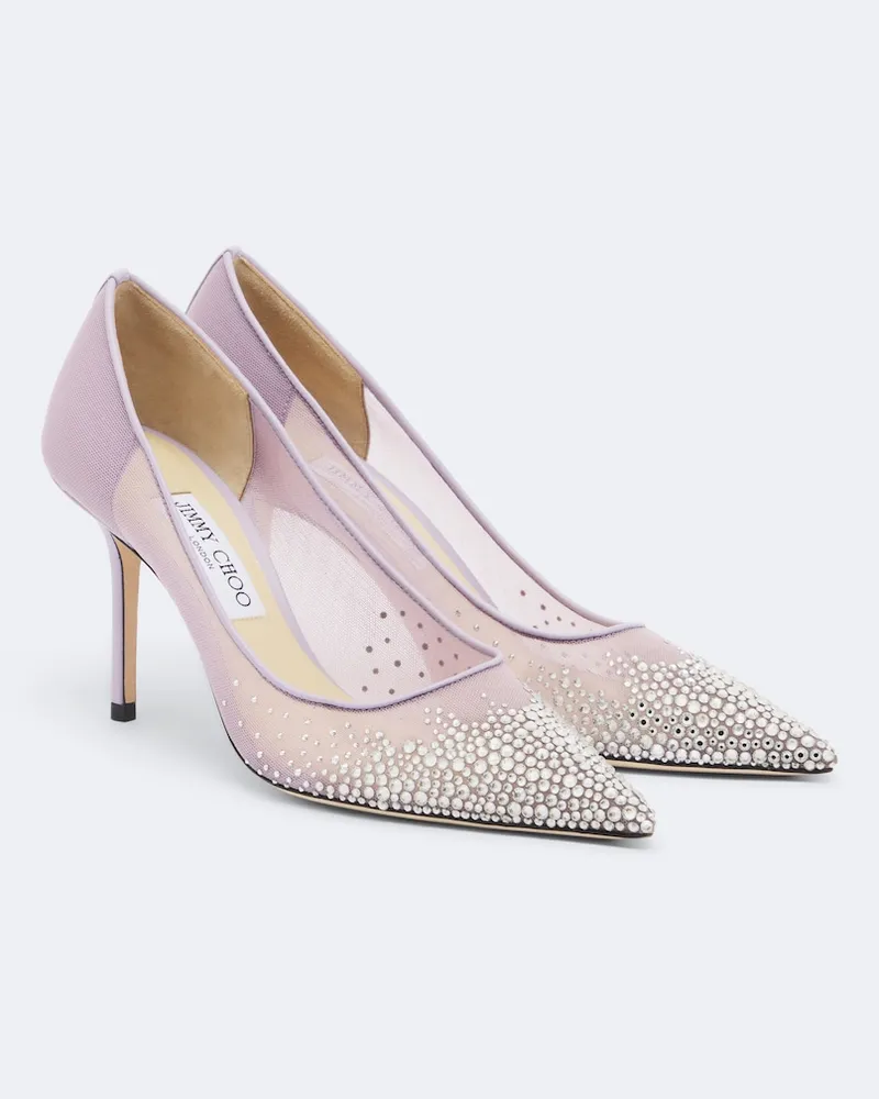 Jimmy Choo Verzierte Pumps Love aus Mesh Violett