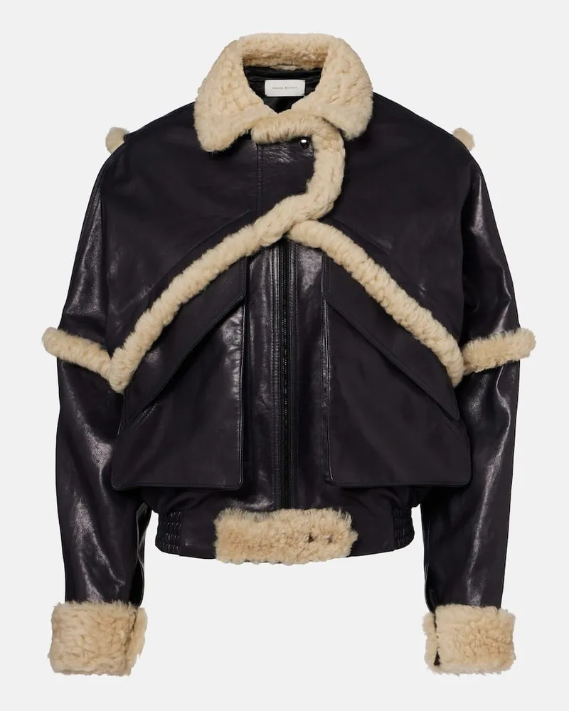 Magda Butrym Bomberjacke aus Leder mit Shearling Blau